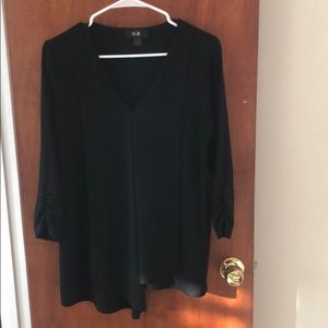 AGB Black asymmetrical vneck three quartered top